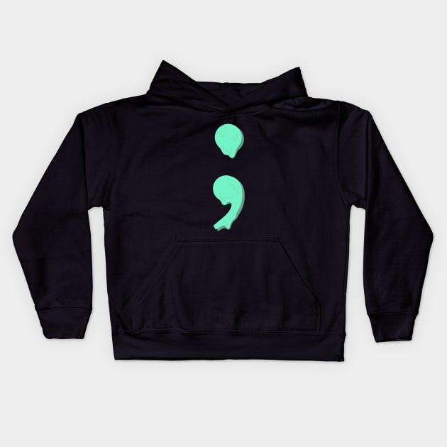 dripping/melting semicolon in pastel mint green Kids Hoodie by acatalepsys 